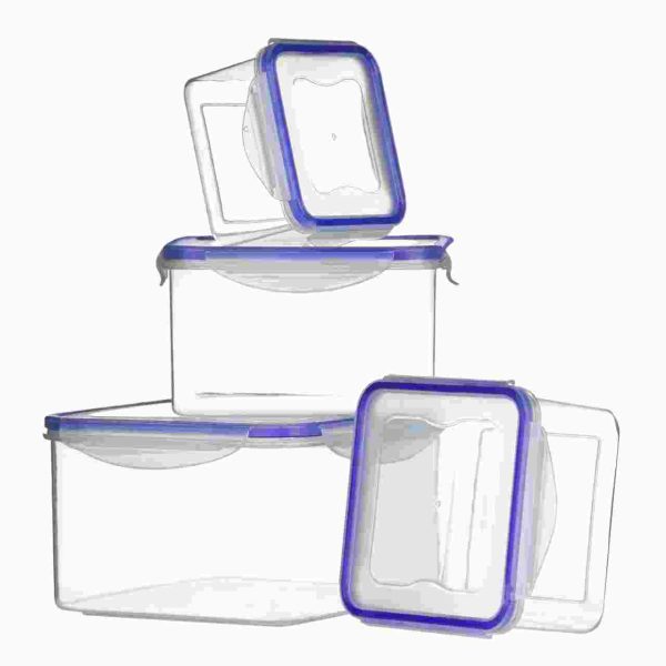 SET OF 4 SQURE FOOD CONTAINERS W/AIRTIGHT LIDS