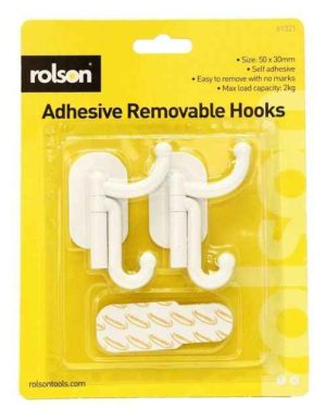 2 PCS REMOVABLE ADHESIVE PLASTIC HOOK 50 X30 MM
