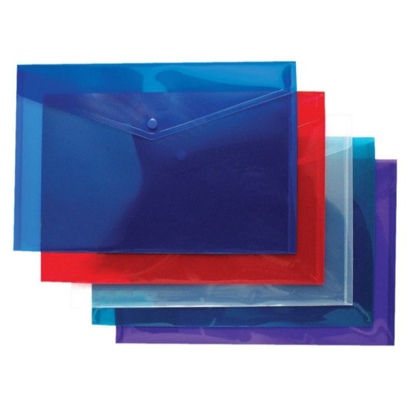 TIGER A4 CLEAR AND COLOURED PLASTIC STUD DOCUMENT HOLDER