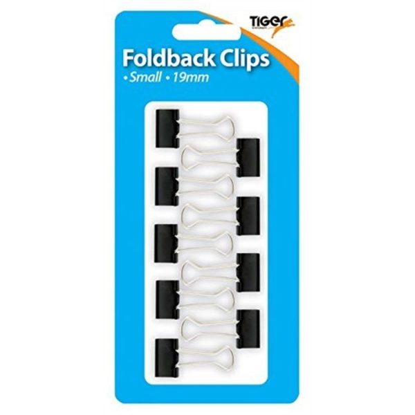 TIGER FOLDBACK CLIPS SMALL 19MM PACK OF 9