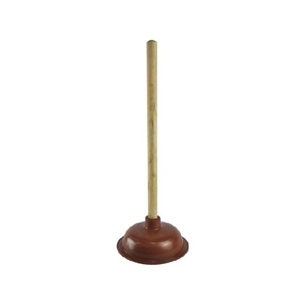 TOILET PLUNGER WITH WOODEN HANDLE APPX 17CM WIDE