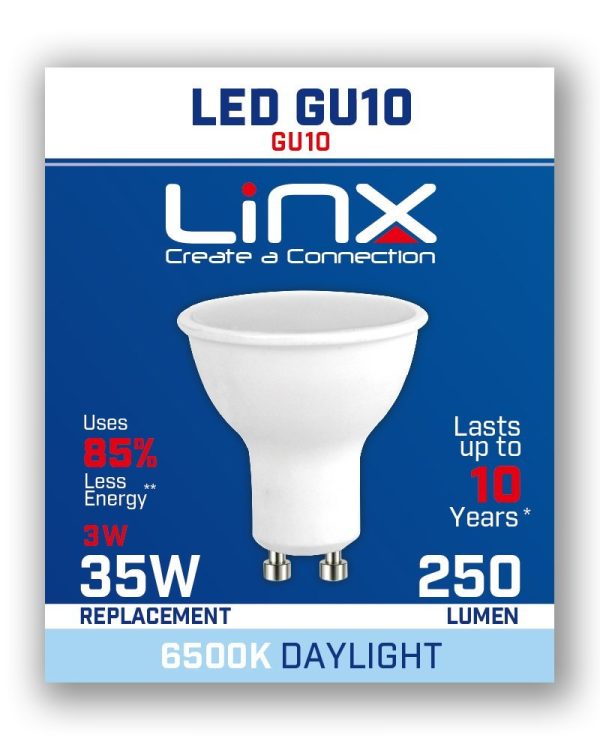 GU10 220-240V 3W 250LMS 6500K LED BULB