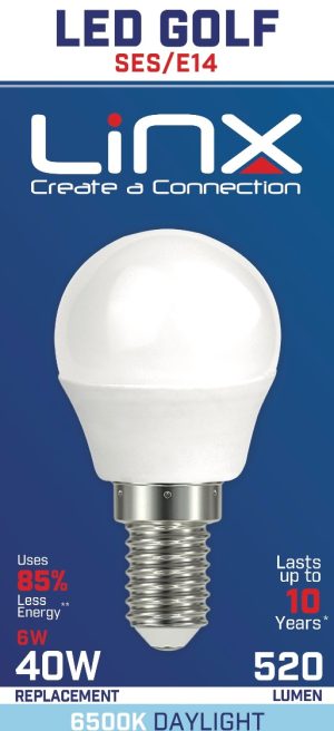 G45 GOLF OPAL E14 220-240V 6W 520LMS 6500K LED BULB