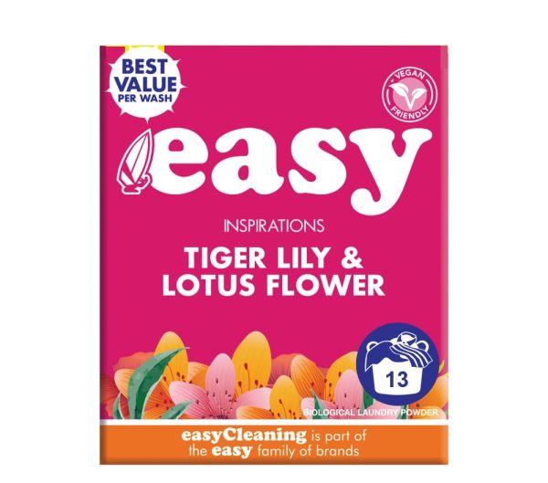 EASY INSPIRATIONS TIGER LILLY & LOTUS FLOWER BIO WASHING POWDER 13 WASH 884G PACK OF 6