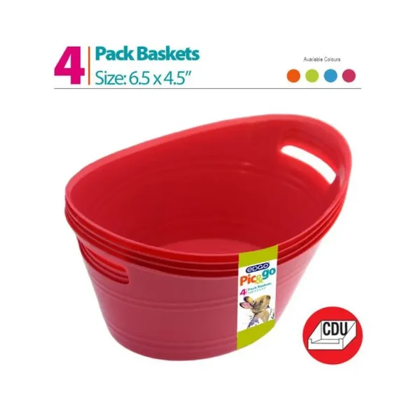 EDGO PAC & GO BASKETS 4 PACKET 6.5 X 4.5 INCH