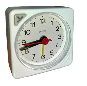 ACCTIM INGOT QUARTZ ALARAM CLOCK IN WHITE