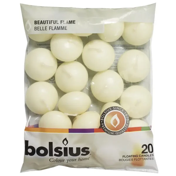 BOLSIUS FLOATING CANDLE IVORY PACK OF 20