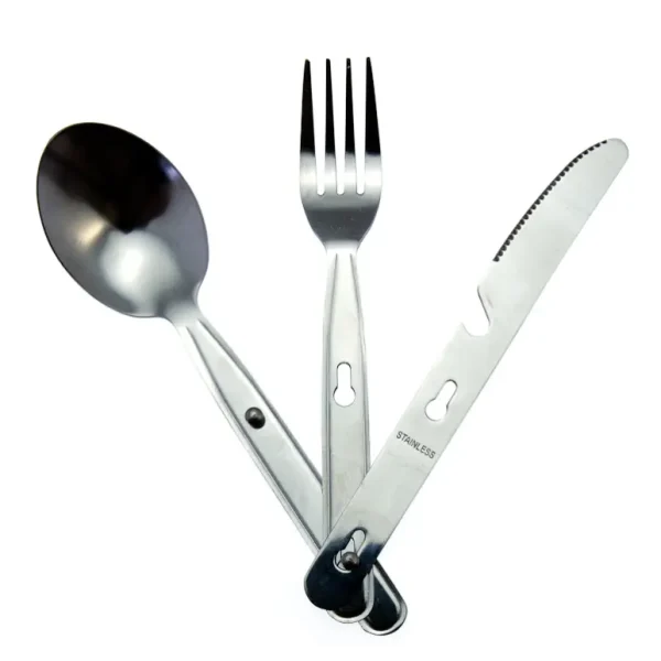 STAINLESS STEEL 3PIECE CAMPING CUTLERY SET