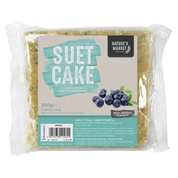 NATURES MARKET WILD BIRD FOOD WILD BERRIES SUET CAKE 300GM