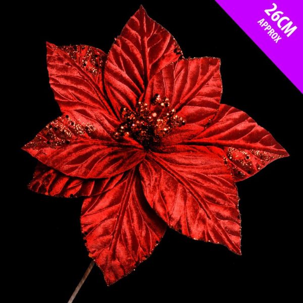 VELOUR POINSETTIA RED 26CM APROX