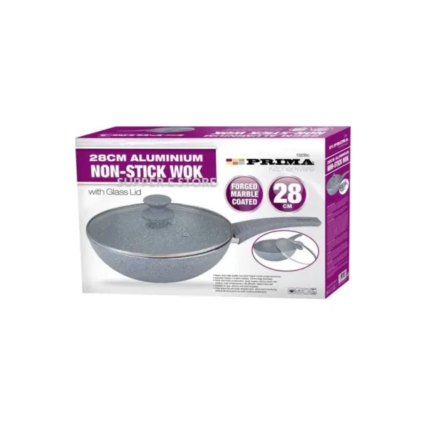 FORGED WOK BLK MARBLE COATING INDUCTION BOTTON 28 X 8CM