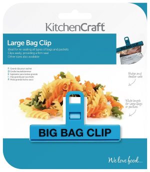 KITCHENCRAFT LARGE BINDER STYLE PLASTIC FOOD BAG CLIP 15CM