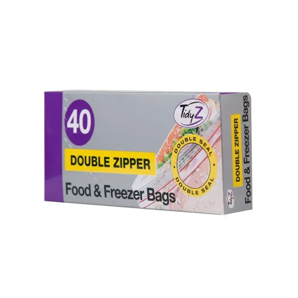 TIDYZ DOUBLE ZIPPER FOOD & FREEZER BAGS PACK OF 40