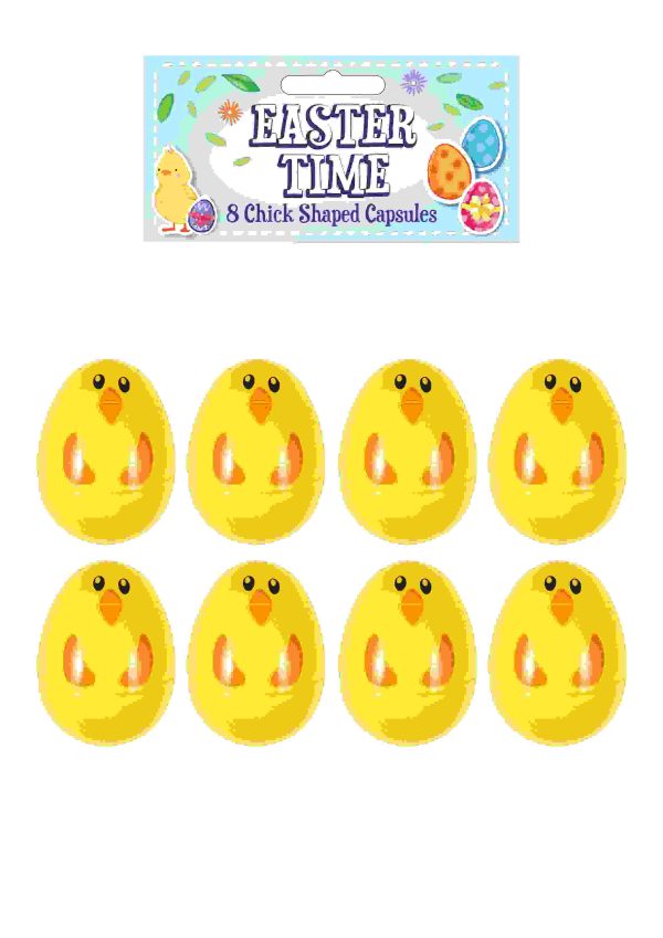 EASTER EGG CHICK SHAPED CAPSULES 60MM PACK OF 8