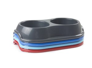 ASSORTED COLOUR WHITEFURZE ROUND DOUBLE PET BOWL 32CM