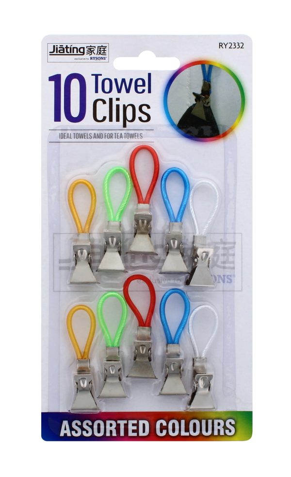 PACK OF 10 KITCHEN / TEA TOWEL CLIPS