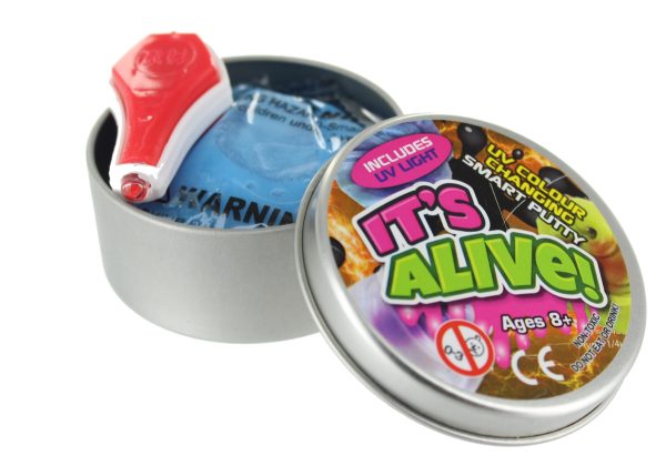 UV COLOUR CHANGING SMART PUTTY REACTIVE WITH UV LIGHT IN TIN