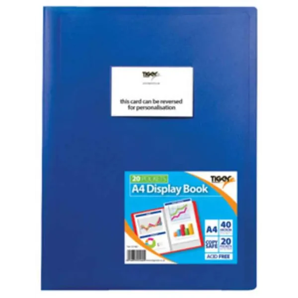 A4 20PKT FLEXIBLE COVER DISPLAY BOOK ASSORTED COLOURS