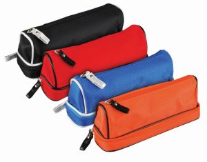 DOME DOUBLE BARREL SHAPE PENCIL CASE DOUBLE ZIP