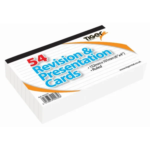 TIGER REVISION AND PRESENTATION WHITE CARDS 6 X 4 PACK OF 54