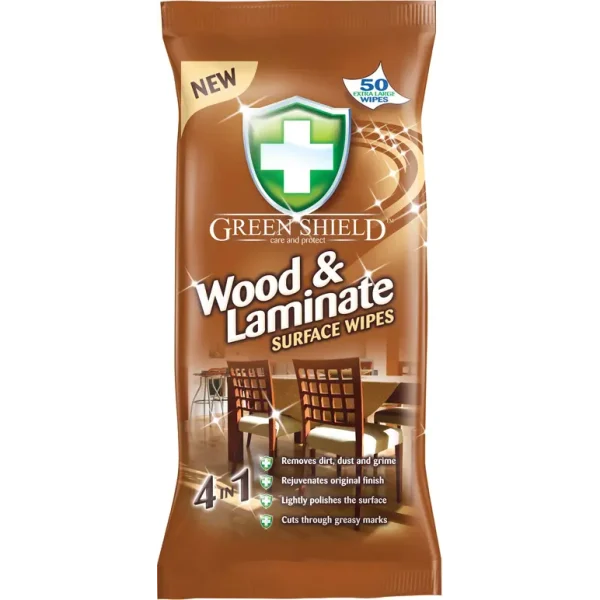 GREENSHIELD ANTI BACTERIAL WOOD & LAMINATE CLEANING WIPES 50'S