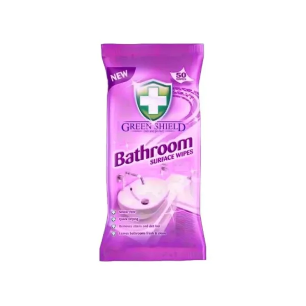 GREENSHIELD ANTI BACTERIAL BATHROOM CLEANING WIPES 50'S