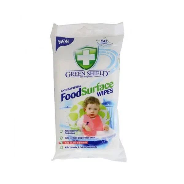 GREENSHIELD ANTI BACTERIAL FOOD SURFACE CLEANING WIPES 50'S