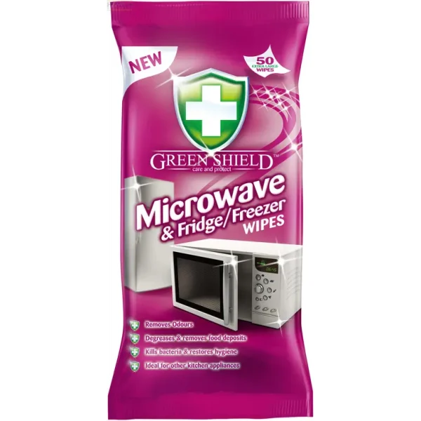 GREENSHIELD ANTI BACTERIAL MICROWAVE & FREIDGE FREEZER WIPES 50'S