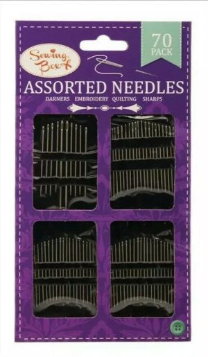 SEWING BOX ASSORTED SEWING NEEDLES PACK OF 70
