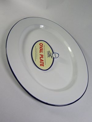 FALCON WHITE ENAMELOVAL SERVING PLATE STEEL 36CM