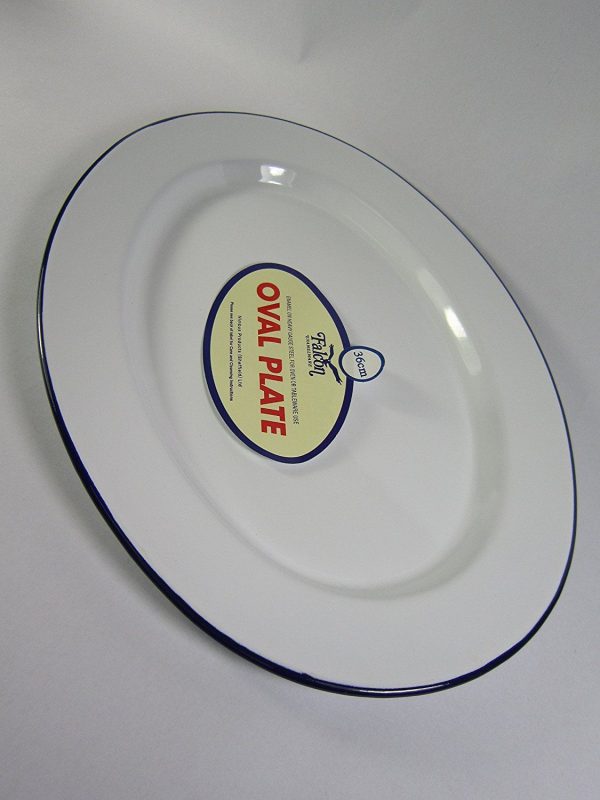 FALCON WHITE ENAMELOVAL SERVING PLATE STEEL 36CM