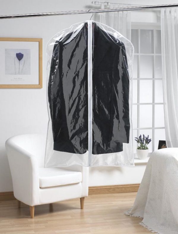 H & L RUSSEL SET OF 2 CLEAR SUIT GARMENTS CLEAR COVER + ZIP