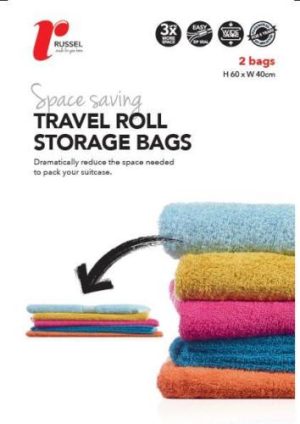 H & L RUSSEL TRAVEL ROLL VACCUM STORAGE BAG SET OF 2 60X40CM