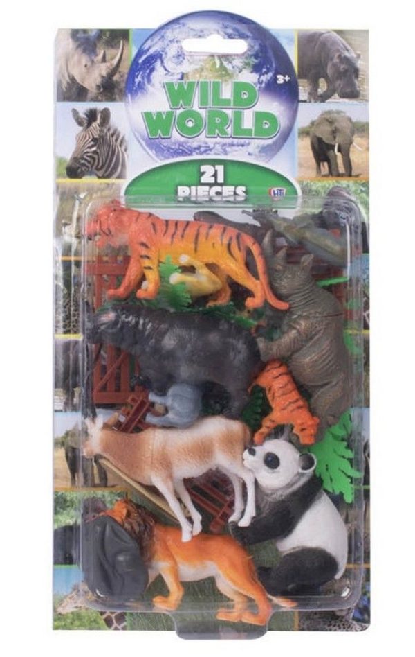 HTI WILD WORLD ANIMALS ASSORTED 21 PIECES OF WORLD WILD ANIMALS