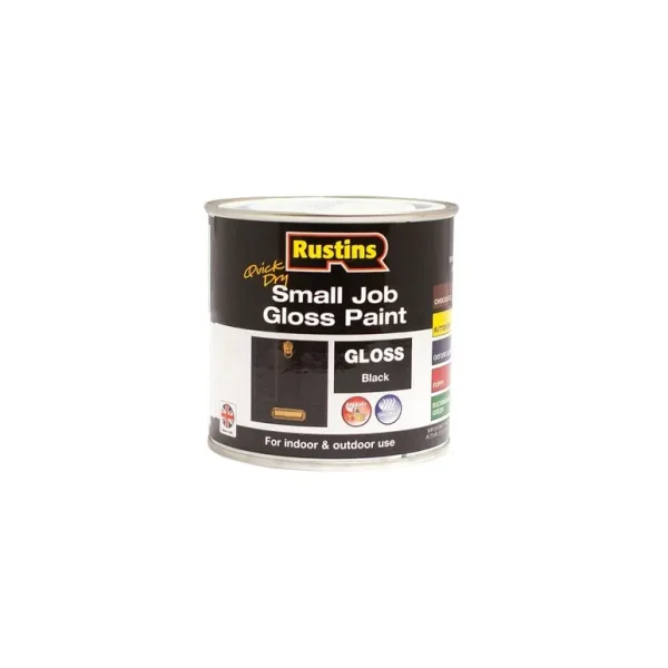 RUSTINS QUICK DRY SMALL JOB GLOSS PAINT BLACK 250ML