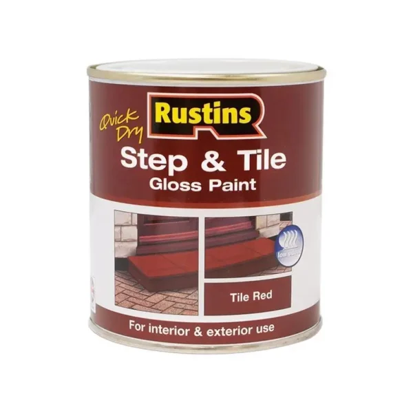 RUSTINS QUICK DRY STEP & TILE GLOSS PAINT TILE RED 250ML