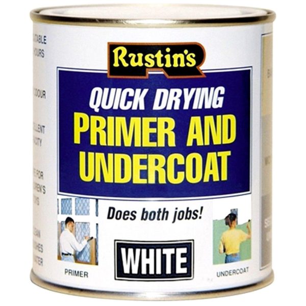 RUSTINS QUICK DRY PREMEIR & UNDERCOAT WHITE PAINT 250ML