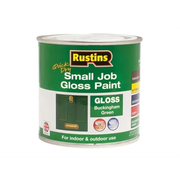 RUSTINS QUICK DRY SMALL JOB GLOSS PAINT BUCKINGHAM GREEN 250ML