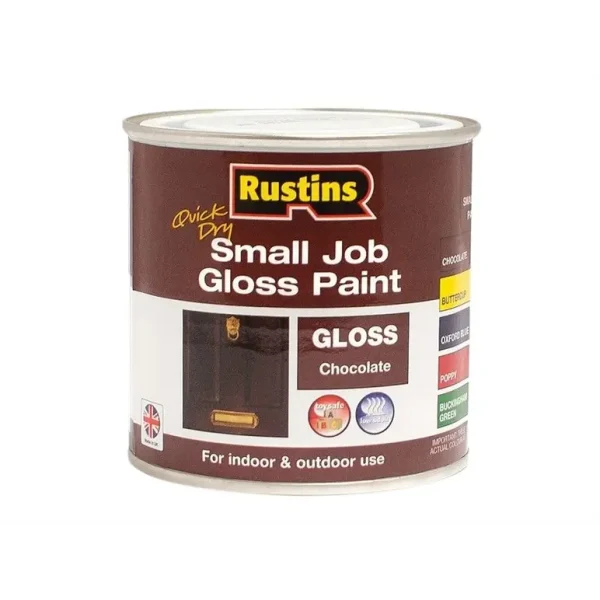 RUSTINS QUICK DRY SMALL JOB GLOSS PAINT CHOCOLATE 250ML