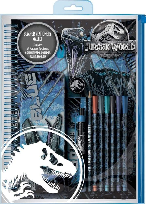 JURASSIC WORLD 2 BOYS BUMPER 12PIECES STATIONERY WALLET SET