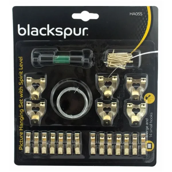 BLACKSPUR PICTURE HANGING SET AND SPIRIT LEVEL