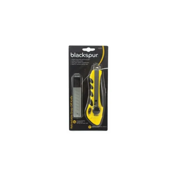 BLACKSPUR RETRACTABLE SNAP OFF KNIFE WITH 3 SPARE BLADES