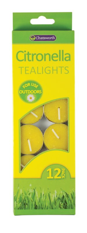 CHATSWORTH CITRONELLA TEA LIGHT CANDLE PACK OF 12