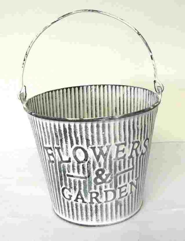 FLOWER & GARDEN GREY 14.5CM ZINC BUCKET