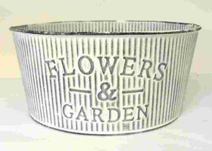 FLOWER & GARDEN GREY 22CM ZINC BOWL
