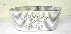 FLOWER & GARDEN GREY 24CM ZINC OVAL