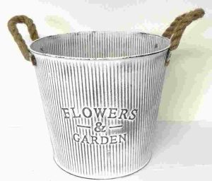 FLOWER & GARDEN GREY 28CM ZINC PLANTER