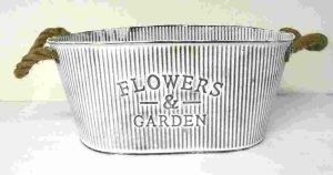 FLOWER & GARDEN GREY 30CM ZINC OVALq