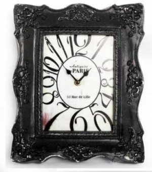 ANTIQUE BLACK CLOCK 25 X 29.5CM