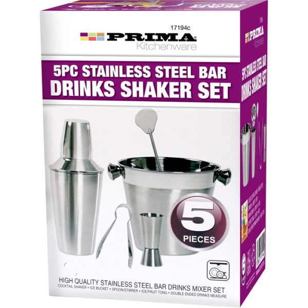 PRIMA STAINLESS STEEL BAR DRINKS SHAKER SET